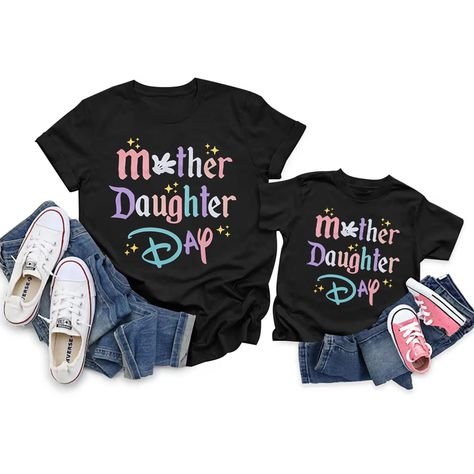 PRICES MAY VARY. Material: Made from a high quality cotton blend, this mother daughter day tshirt is soft, comfortable, breathable and skin friendly. Featrue: Mother daughter day letter printed, light weight, classic fit, crew neck, short sleeve, casual summer t-shirt. Great mother-daughter outfit for a family, who is going for a fun mother-daughter trip or travel, spend mother's day weekend together, even everyday. Occasion & Gift: This mother daughter shirt is ideal for celebrating mother's da Mother And Daughter Shirts, Mother Daughter Disney Outfits, Disney Mom And Daughter Shirts, Mom And Daughters Tshirts, Disney Shirts For Mom And Daughter, Mother Daughter Disney Shirts, Mommy Daughter Shirts Disney, Mother Daughter Shirts Ideas, Disney Mother Daughter Shirts