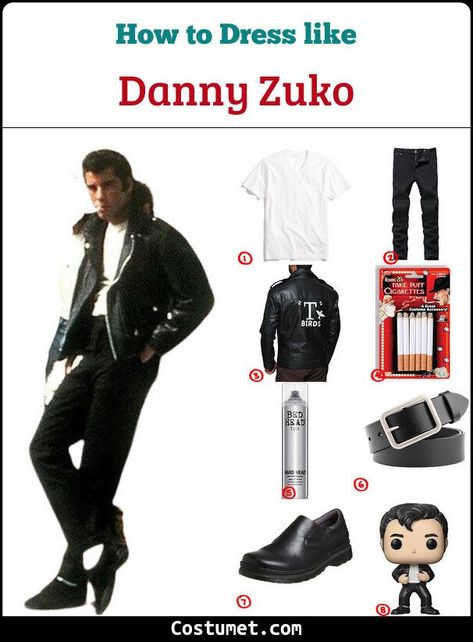 Boys Greaser Outfit, Danny Grease Costume, 80s Outfits Boys, Danny Zuko Costume, Zuko Costume, Greaser Costume, Danny Zuko Grease, Greaser Outfit, Grease Outfits