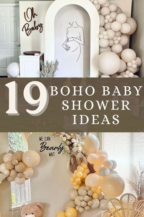 oho baby showers are one of the most popular themes. With the right color scheme and decorative accessories, it’s actually pretty easy to replicate.  If you’re in the planning stages for a boho baby shower, take inspiration from these beautiful ideas. Boho Babyshower Ideas, Neutral Color Baby Shower Decor, Simple Boho Baby Shower Ideas, Baby Shower Decor Neutral, Baby Shower Theme Ideas Girl, Boho Fall Baby Shower Ideas, Baby Shower Boho Theme Girl, 2024 Baby Shower Ideas, Boho Baby Girl Shower Ideas