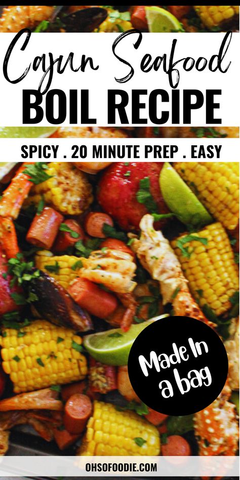 Text reads cajun seafood boil recipe Seafood Boil Recipes In A Bag, Cajun Seafood Boil Recipe, Easy Shrimp Boil Recipe, Crab Boil Recipe, Seafood Boil Recipe, Turkey Sauce, Cajun Boil, Shrimp And Crab Boil, Cajun Seafood Boil