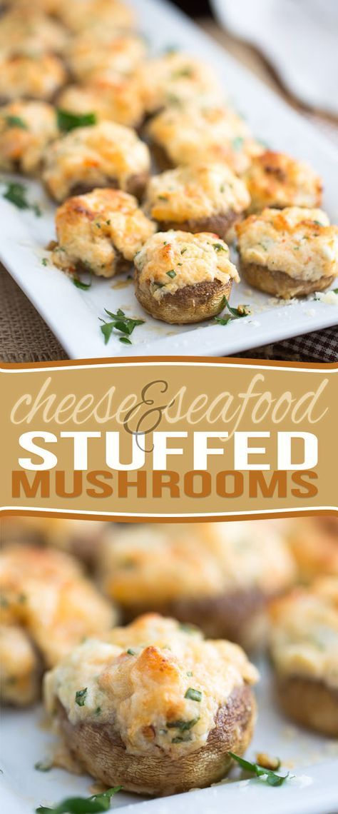 Decadent, slightly indulgent, but filled with loads of nutritious ingredients still, these Cheese and Seafood Stuffed Mushrooms are guaranteed to be a hit at your next party! Seafood Stuffed Mushrooms, Appetizers Healthy, Pescatarian Diet, Fingerfood Party, Pescatarian Recipes, Party Appetizers, Low Carbohydrate Diet, Healthy Foodie, Diet Help