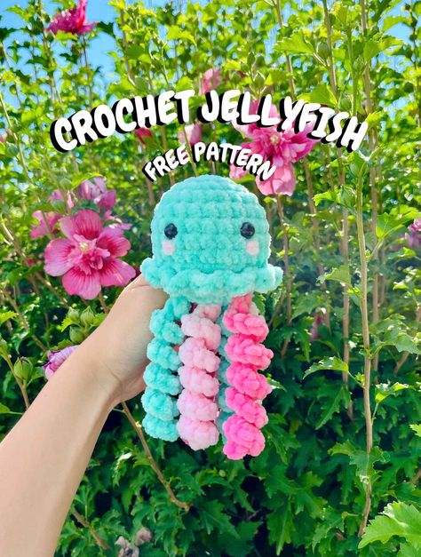 Crochet Jellyfish - Free Pattern – Savagely Stitching Crochet Amigurumi Free Patterns Jellyfish, Easy Crochet Octopus For Beginners, How To Crochet An Octopus For Beginners, Crochet Plushies Pattern Free Octopus, Crochet Amigurumi Jellyfish, Crochet Octopus Free Pattern Easy, Crochet Plush Jellyfish, Crochet Jellyfish Plushie, Crochet Jellyfish Tentacles