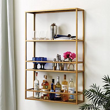 Slim Shelf, Liquor Shelf, Gold Bar Cart, Outside Bars, Bar Shelves, Bar Shelf, Glassware Storage, Mini Bars, Bar Cart Decor