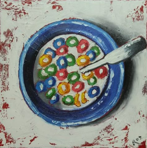 Cereal food still life... childhood :) Cereal Painting, 심플한 그림, Posca Art, Food Painting, Still Life Oil Painting, Arte Inspo, Painting Inspo, Painting Art Projects, Funky Art