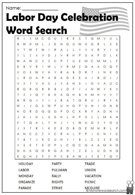 Labor Day Crossword Puzzle, Labor Day Worksheets For Kids, September Word Search, Labor Day Activities For Kids, Labor Day Activities, Labor Day Pictures, Labor Day Crafts, Team Appreciation, Free Printable Word Searches