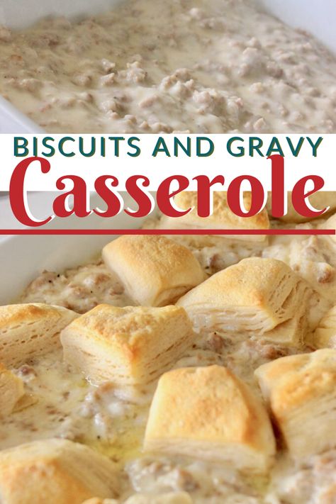 If you're looking for an all-time classic American breakfast, this biscuit and gravy casserole easy and simple is the perfect meal for the whole family. It only has a few ingredients and most can be found in your own kitchen. My kids love this biscuit and gravy casserole (no eggs) version, and you can even eat the delicious gravy by the spoonful, yum! #classicamericanbreakfast #bestcasserolerecipe #biscuitandgravy Simple Biscuits, Meal Vegetarian, Gravy Casserole, Casserole Bake, Breakfast Casserole With Biscuits, Casserole Breakfast, Easy Biscuit, Biscuits And Gravy Casserole, Biscuits Gravy