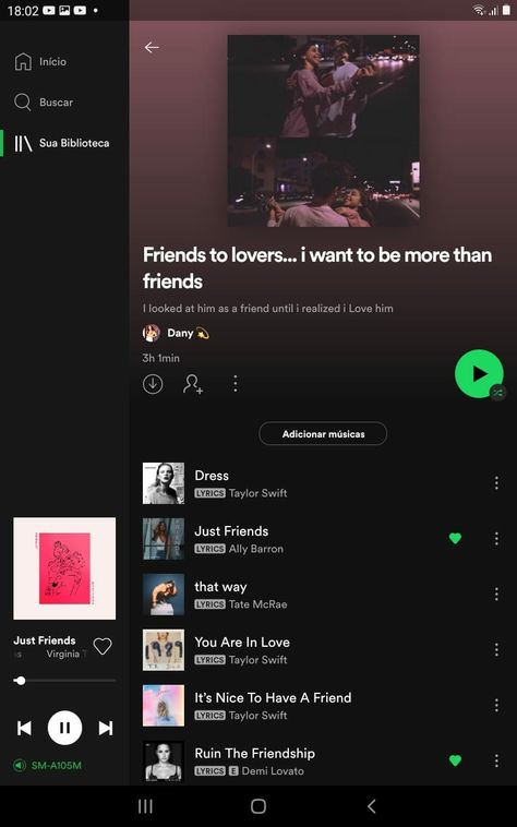 Playlist 
Friends in love dancing
Spotify More Than Friends Song, More Than Friends Playlist, Friends To Lovers Songs, More Than Friends Aesthetic, Friends To Lovers Playlist, More Than Friends Less Than Lovers, Dress Lyrics, Playlist Aesthetic, More Than Friends