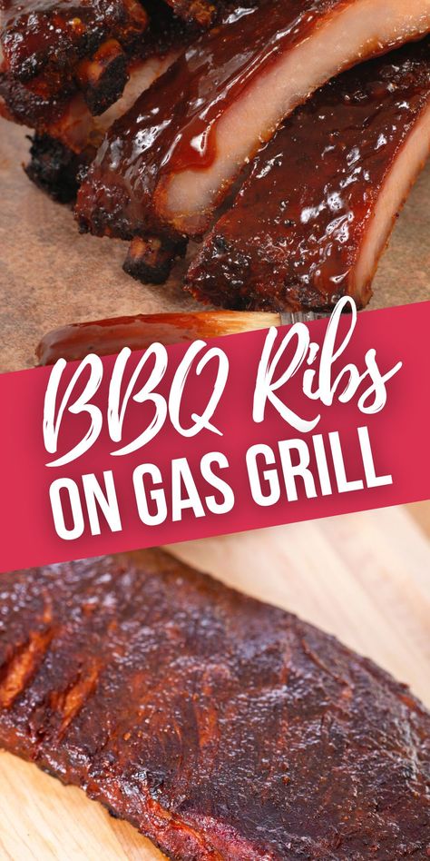 Grilled Bbq Ribs, Grill Ribs, Gas Grill Recipes, Best Bbq Ribs, Grilling Ideas, How To Cook Ribs, Random Recipes, Barbecue Ribs, Aluminum Tray