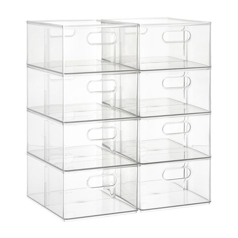 The Home Edit All-Purpose Deep Bin with Divider | The Container Store Closet Organization Bins, Clutter Free Kitchen, Clear Storage Bins, Decorative Storage Bins, Storage Bins Organization, Ikea Finds, Clear Bins, Stackable Bins, Home Edit