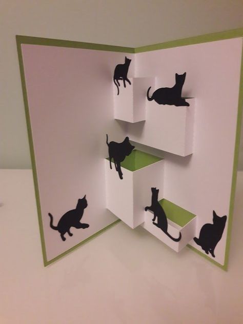 Cat Cards Handmade, Katt Diy, Pop Up Card Templates, Idee Cricut, Pop Up Art, Instruções Origami, Cat Birthday Card, Literature Club, Cat Cards