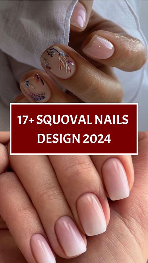 17+ Squoval Nails Design 2024 Fall Nail Designs Squoval, Gel Accent Nail Ideas, American French Manicure Gel, Accent Nail Manicure, French Tip With Accent Nail Design, Classic Short Nail Designs, Delicate Gel Nails, Fun French Manicure Designs, Put It In Neutral Nail Design