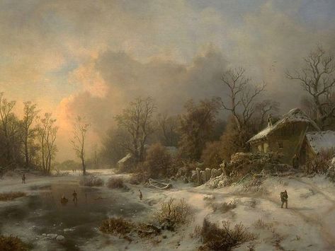 Beautiful Paintings Of Nature, Landscapes Paintings, Ancient Egypt History, Winter Landscapes, Winter Landscape Painting, Great Works Of Art, Library Art, 19th Century Paintings, Landscape Art Painting