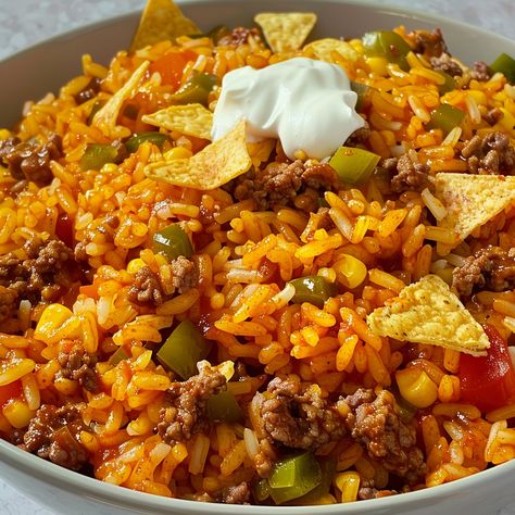 5star Recipes, Taco Rice Bowl, Rice Casseroles, Doritos Recipes, Fruit Salad With Pudding, Mediterranean Recipes Healthy, Mexican Food Dishes, Bowl Meals, Taco Rice