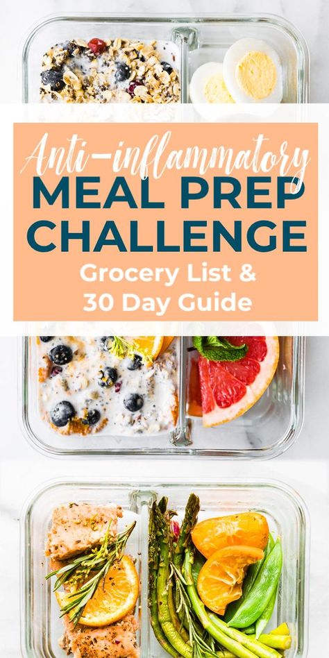 ANTI-INFLAMMATORY DIET MEAL PREP RECIPES can help reset and heal your body of inflammation. Join our MEAL PREP RECIPES CHALLENGE and use our easy, delicious, gluten-free recipes to help you feel better! The recipes are rich in foods that are known for their anti-inflammatory properties. Vegan options too! We’ll be sharing printable grocery lists, food list, meal plan journal, and there’s meal prep containers up for grabs!! Get started! #antiinflammatory #paleo #mealprep #dairyfree #mealplan Anti Inflammation Mexican Food, Healthy Bar Food, Immudi Diet Plan, Anti Inflammation Low Carb Recipes, Antiinflammatory Lunch Easy, Easy Anti Inflammation Dinners, Antiinflammatory Instapot Recipes, Meals That Heal Carolyn Williams, Antiinflammatory Food Diet