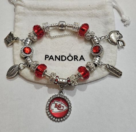 Kansas City Style - Go Chiefs  - Football - Authentic Pandora Bracelet Go Chiefs, Night High, Go Team, Chiefs Football, Dog Charm, Clasp Bracelet, Dog Charms, Pandora Bracelets, Bracelet Clasps