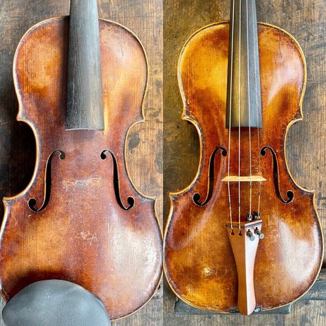 Violin being cleaned & retouched, before and after shots Violin Repair, Old Violin, Violin Shop, Violin Makers, Clean Wood, Beautiful Character, Cellos, Stringed Instruments, String Instruments