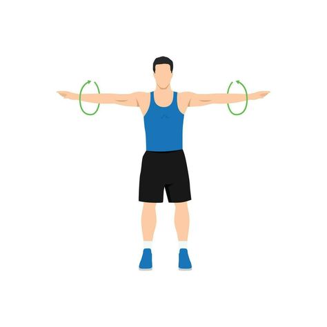 Man doing Standing arm circles exercise. Flat vector illustration isolated on white background Arm Circles Exercise, Arm Circles, Flat Vector Illustration, Wedding People, Flat Vector, Cityscape Photos, Logo Banners, Nature Backgrounds, Heart With Arrow