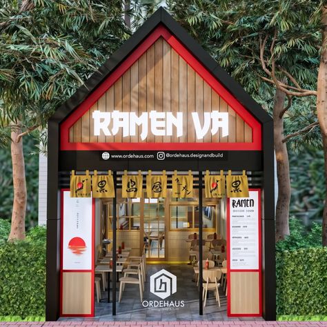 🍜 Desain Restoran Ramen dengan Nuansa Tradisional Jepang 🏮 Restoran ramen ini mengusung konsep desain yang memadukan elemen tradisional Jepang dengan sentuhan modern. Fasad bangunan menggunakan material kayu dengan aksen merah yang khas, menciptakan suasana hangat dan mengundang. Elemen dekoratif khas Jepang seperti noren (tirai kain) menambah autentisitas dan keaslian desain. Tata letak interior dirancang untuk kenyamanan pelanggan, dengan pencahayaan yang lembut dan penataan meja yang efi... Japan Interior, Japan