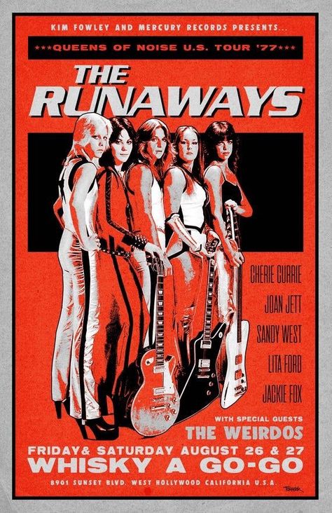 Vintage Concert Posters, Rock Band Posters, Vintage Music Posters, The Runaways, Tour Poster, Joan Jett, I'm With The Band, Concert Poster, Tour Posters