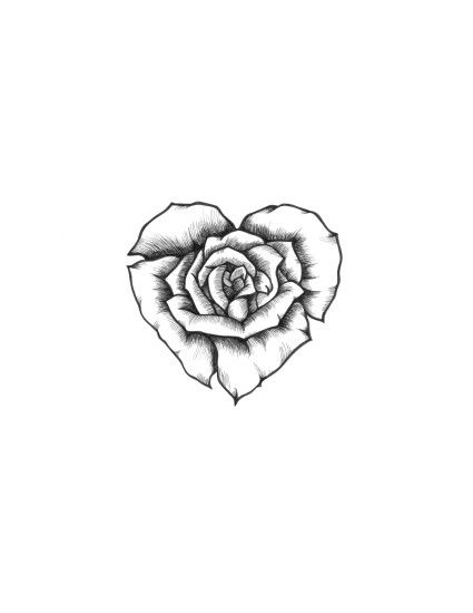 Heart rose Rose In Heart Tattoo, Heart Shaped Rose Tattoo, Cute Heart Sketch, Small Rose Drawing, Tattoo Small Rose, Heart And Rose Tattoo, Heart Design Tattoo, Flower Rose Tattoo, Rose Tattoo Drawing