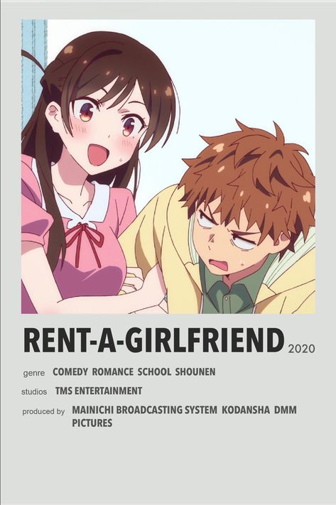 Rent A Girlfriend Poster, Anime Minimalist Poster Romance, Cute Anime To Watch, Anime Film Poster, Rent Girlfriend, Anime Poster Prints, Anime Movie Poster, Minimalist Anime Poster, Anime Polaroid