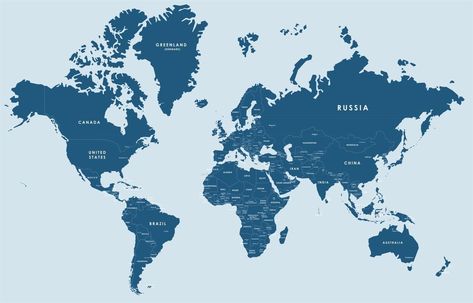 Blue vector world map complete with all countries and capital cities names. World Map With Country Names, World Map With Countries, Notion Ideas, Global Map, Blue Map, Capital Cities, Background Powerpoint, Map Background, Bedroom Wall Paint