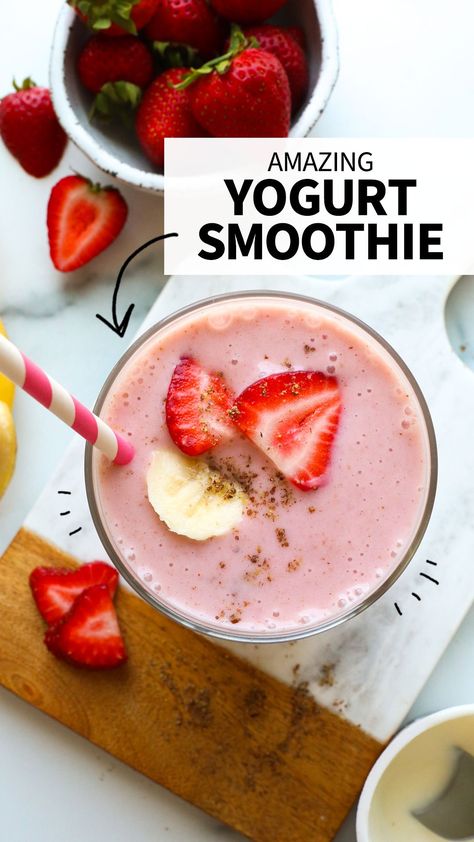 Yogurt And Frozen Fruit, Frozen Fruit Smoothie Recipes, Fruit Yogurt Smoothies, Strawberry Yogurt Smoothie, Frozen Fruit Smoothie, Smoothie Recipes With Yogurt, Yogurt Smoothie, Blueberry Banana Smoothie, Fruit Smoothie Recipes Healthy