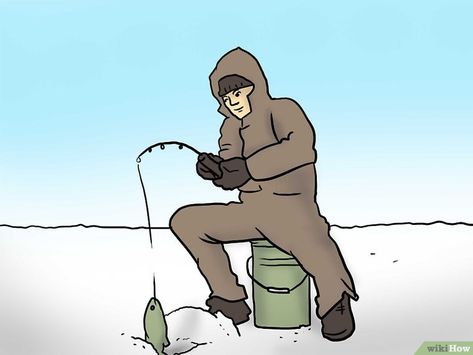 3 Ways to Rig an Ice Fishing Rod - wikiHow Saltwater Fishing Gear, Ice Fishing Tips, Ice Fishing Gear, Rainbow Trout Fishing, Ice Fishing Rods, Trout Fishing Tips, Walleye Fishing, Fishing Rigs, Crappie Fishing