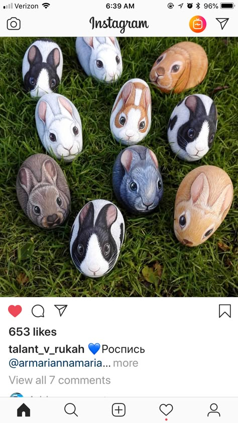 Rock Animals, Egg Shell Art, Painted Rock Animals, Bunny Painting, Stone Art Painting, Stones Art, Rock And Pebbles, Happy Stones, Painted Rocks Diy