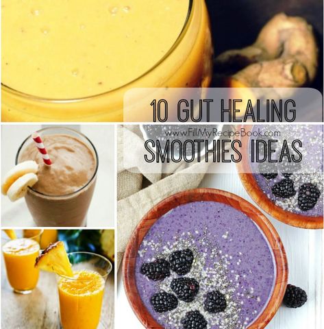 10 Gut Healing Smoothies Ideas - Fill My Recipe Book Leaky Gut Smoothie Recipes, Gut Healing Smoothie Recipes, Coconut Oil Smoothie, Smoothies Ideas, Shakes Recipes, Milkshake Drink, Healing Smoothie, My Recipe Book, Witch Kitchen