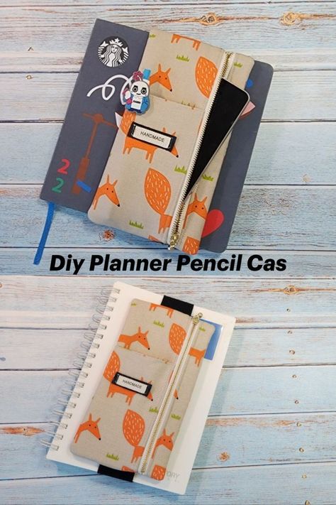 Pencil Case Diy Tutorial, Planner Case, Pencil Case Sewing, Pencil Case Pattern, Diy Notebook Cover, Planner Pouch, Diy Pencil Case, Handbag Sewing Patterns, Diy Pencil