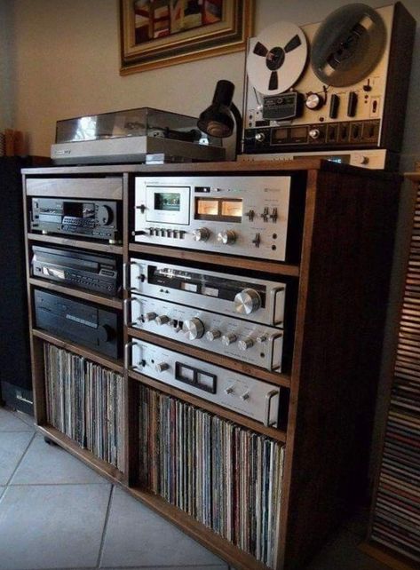 Hifi Room, Home Music Rooms, Vinyl Room, Record Room, Multi Room Audio, Stereo Cabinet, Vintage Stereo, Audio Room, Vinyl Record Storage