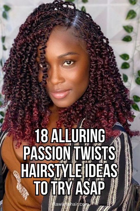 Small Passion Twists Red Balayage Ombre Twists Black Women, Red Passion Twists Hairstyle, Passion Twist Color Ideas, How To Style Passion Twist, Style Passion Twists, Small Passion Twists, Short Passion Twists, Passion Twists Hairstyle, Ombre Twist