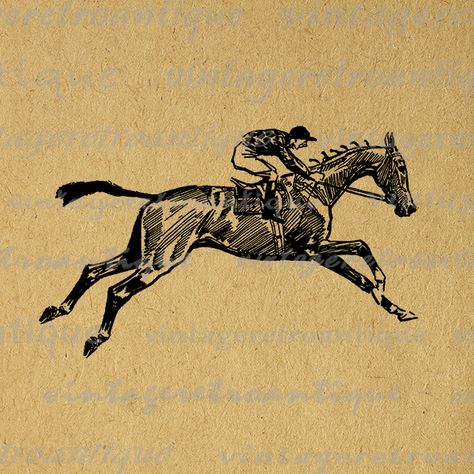 Printable Image Horse and Jockey Graphic Horse Riding Digital Download Antique Clip Art  @ vintageretroantique.com #Printable #Digital #Image #Art #VintageRetroAntique #Clipart #Download #Vintage #Antique #Artwork #Illustration Printable Animals, Antique Illustration, Clip Art Vintage, Craft Night, Vector Artwork, Printable Image, Vintage Artwork, Digital Graphics, Digital Wall Art