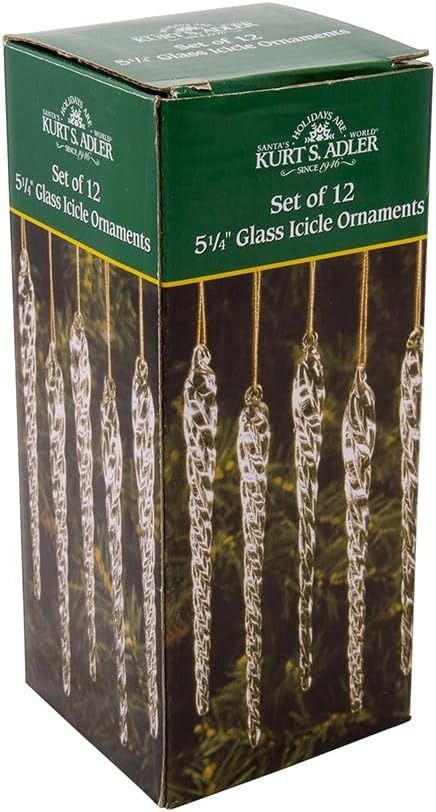 Amazon.com: Kurt Adler 5-1/4-Inch Glass Icicle Ornament 12-Piece Box Set (Set of 12) : Home & Kitchen Christmas Elegant, Icicle Ornaments, Christmas Tree Set, Winter Frost, Kurt Adler, Ornament Set, Box Set, White Christmas, Christmas Home