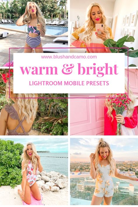 PRESETS - Blush & Camo Bright Presets For Lightroom, Lightroom Bright Presets, Instagram Lightroom Preset, Top Lightroom Presets, Presets For Instagram, Vintage Lightroom Presets, Apple Photo, Alpha Gam, Summer Presets