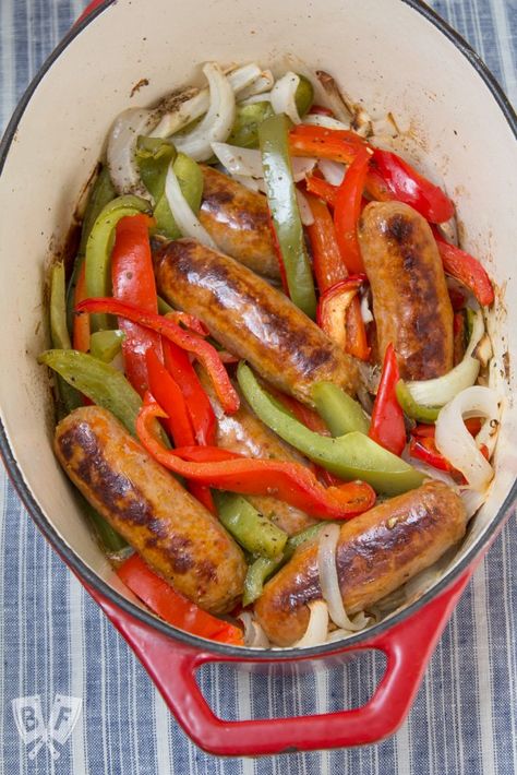 Bratwurst Dinner, Sausage Crockpot, Italian Comfort Food, Dutch Oven Cooking, Hot Italian Sausage, Dutch Oven Recipes, Sausage And Peppers, Homemade Sausage, Sausage Rolls