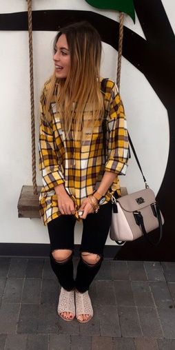 Yellow Plaid Shirt Outfit, Tan Flannel Outfit, Yellow Plaid Shirt, Winter Blonde, Yellow Flannel, Boston Outfits, Plaid Shirt Outfits, Check Shirts, Flannel Outfits