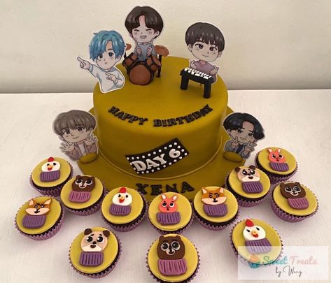 Fondant Day 6 Kpop Cake and Cupcakes Day 6 Kpop, Kpop Cake, Cake And Cupcakes, Day 6, Cupcake Cakes, Fondant, Sweet Treats, Birthday Cake, Cake