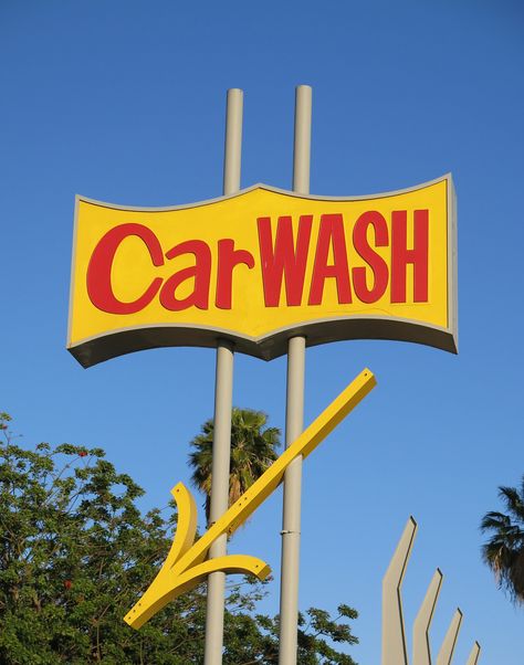 Car Wash Sign, Logo Technique, Googie Architecture, Car Wash Services, Cool Room Decor, City Sign, Fun Crafts To Do, Garage Signs, Car Cake