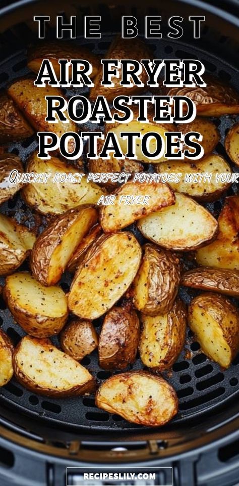 Discover my go-to recipe for the best air fryer roasted potatoes! With just a few simple ingredients, I can quickly whip up perfectly crispy, golden-brown potatoes that are sure to be a hit at any meal. Whether as a side dish or a snack, these air-fried delights make cooking easy and delicious! Whole Potatoes In Air Fryer, Airfryer Roast Potatoes, Garlic Roasted Potatoes Air Fryer, Baking Potatoes In Air Fryer, Air Fry Roasted Potatoes, Easy Potato Recipes Air Fryer, Airfryer Roasted Potatoes, Air Fryer Potatoes Baked, Air Fryer Potatoes Recipes