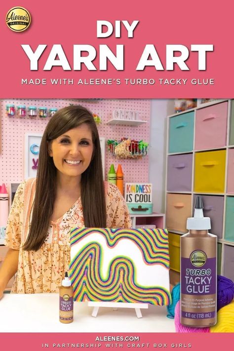 DIY Yarn Art with Turbo Tacky Glue :sparkles: Yarn art may look super intricate, but it’s surprisingly easy to make! :raised_hands: Learn how to create DIY yarn art using Aleene’s Turbo Tacky Glue with this tutorial from Craft Box Girls. This simple craft uses a variety of yarns to create colorful wavy patterns for a bold piece of wall décor that’s begging to be displayed. :rainbow: #diyyarnart #yarnart #diyhomedecor #kidscrafts #easydiy #diyideas #funcrafts Yarn Art Projects, Gift Card Holder Diy, Teacher Craft, Unique Yarn, Diy Yarn, Diy Gift Card, Simple Craft, Quick Crafts, Easter Basket Diy