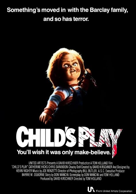 Chucky 1988 Poster, Chris Sarandon, Child's Play Movie, Classic Horror Movies Posters, Chucky Movies, Michael Myers And Jason, Chucky Horror Movie, Good Guy Doll, Play Poster