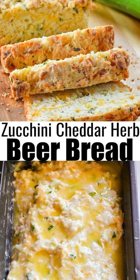 Zucchini Cheddar Cheese Herb Beer Bread Zucchini Cheddar Beer Bread, Zucchini Bacon Cheese Bread, Zucchini Cheddar Cornbread, Easy Zucchini Bake Recipes, Cookrate Zucchini, Pagan Bread Recipes, Zucchini Cheddar Bread Recipes, Cheddar Chive Zucchini Quick Bread, Zucchini Squash Bread