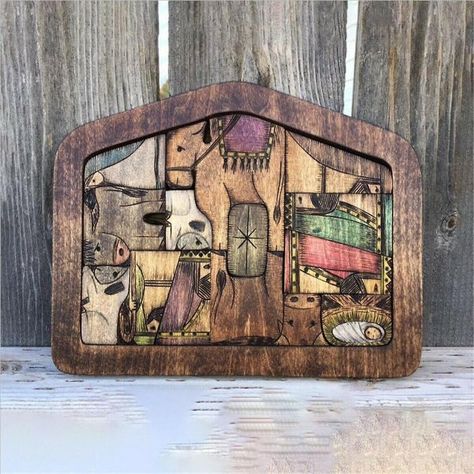 Nativity Puzzle with Wood Burned Design,Wooden Jesus Puzzle Game Toy set | Trade Me Marketplace Nativity Puzzle, Nativity Scene Sets, Wooden Nativity, Wood Burn Designs, Wood Puzzles, Wooden Jigsaw Puzzles, Wooden Jigsaw, Puzzle Set, Theme Halloween