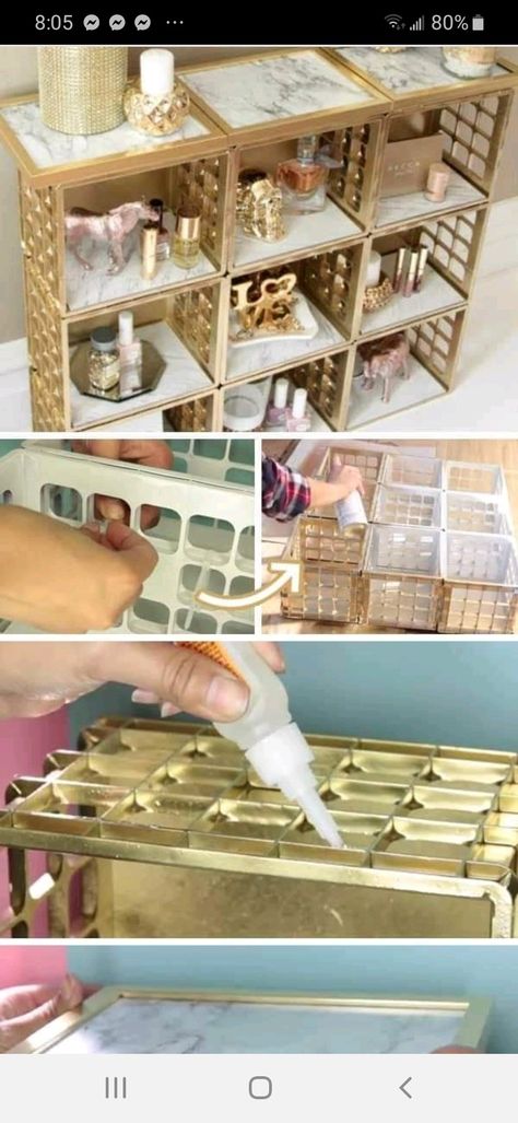 Gold Organizer, Diy Home Decor For Apartments, Organizer Diy, Living Room Organization, Diy Home Decor On A Budget, Baby Diy, Tree Diy, Diy Lamp, Easy Home Decor