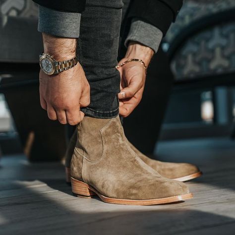 Stitch Fix Mens Outfits, Men In Cowboy Boots, Leather Boots Outfit Men, Mens Boots Style, Mens Suede Cowboy Boots, Casual Cowboy Outfit Men, Modern Cowboy Style Men, Suede Boots Men, Mens Casual Boots