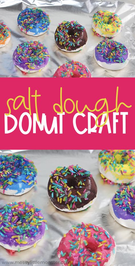 Salt dough craft for kids. Donut craft and how to set up a pretend play bakery ideas Pre K Baking Activities, Breakfast Crafts Preschool, Food Prymids Craft, Donut Craft Ideas, Donut Crafts For Preschoolers, Candyland Crafts For Preschoolers, Preschool Cookie Craft, Donut Crafts For Toddlers, D Is For Donut Craft