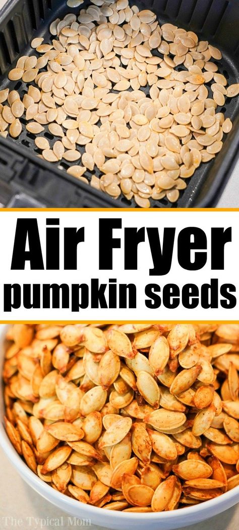 Air Fryer Pumpkin Seeds, Homemade Pumpkin Seeds, Air Fryer Pumpkin, Air Fryer Recipes Healthy Low Carb, Pumpkin Seed Recipes, Air Fryer Oven Recipes, Air Fry Recipes, Roasted Pumpkin Seeds, Air Fryer Recipes Chicken