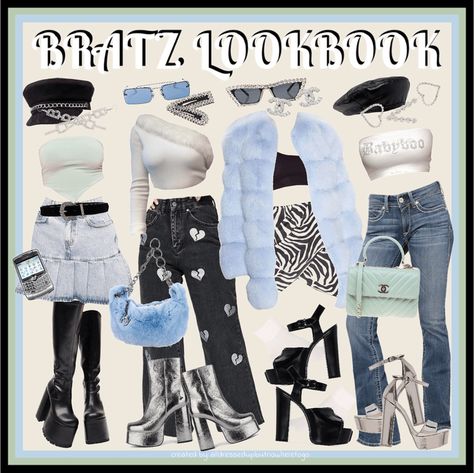 Baddie Bratz Outfits, Bratz Doll Outfits Aesthetic, Cloe Bratz Aesthetic Outfits, Modest Bratz Outfits, Bratz Inspo Outfit Sasha, Brats Outfit Aesthetic, Bratz Core Outfit, Bratz Bachelorette, Bratzcore Outfits